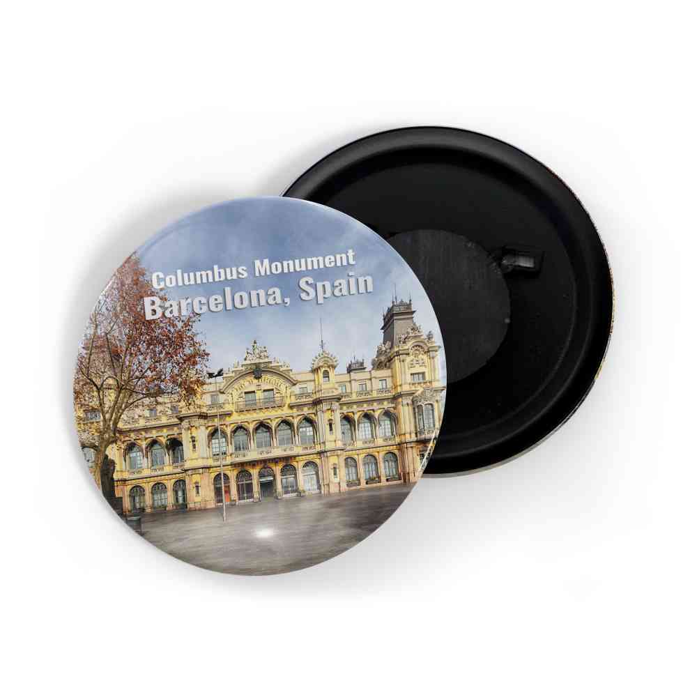 dhcrafts Fridge Magnet Multicolor Famous Tourist Place Columbus Monument Barcelona Spain Glossy Finish Design Pack of 1